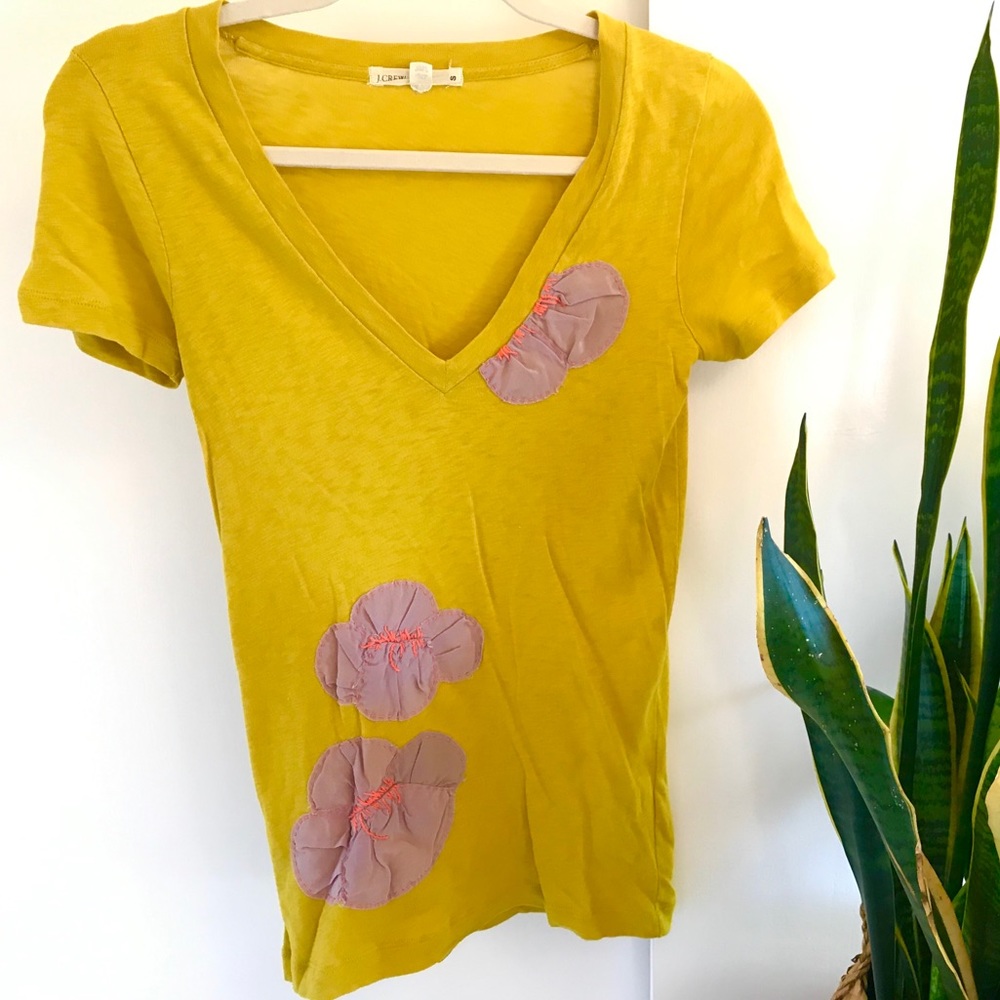 J. Crew Chartreuse Flower Tee